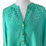 Lilly Pulitzer  - NWT Silk Elsa Floral Embroidered
Eyelet Blouse Lagoon Sz S Photo 2