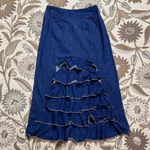 Vintage Denim Skirt Ruffled Bustle Jean 8 Blue Photo 1