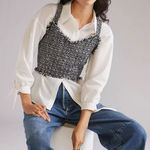 Anthropologie Mare Mare x Black and White Tweed Blouse Size Small Photo 0