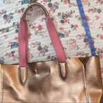 Coach Rose Gold Metallic Tote Bag with Pink Canvas Straps Photo 14