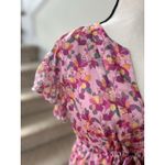 Amanda Uprichard  Pegasus Pink Floral Short Sleeve Blouson Midi Dress Photo 1