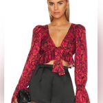 For Love & Lemons Davina Blouse Top Red Sexy NWT $149 Photo 5