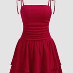 Cider Red Rouched Mini Dress Photo 0