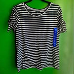 Nautica Bow Sleeve NWT Tee Shirt Tshirt Navy White Stripe Size Large Photo 0