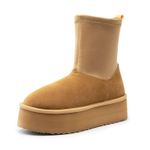 Dream Paris DREAM PAIRS FuzzyChic Sock-Top Platform Mid-calf Snow Boots Photo 0