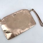 Lodis Rose Gold Metallic Leather Clutch Wristlet Cosmetic Makeup Bag Toiletries Gold Photo 1