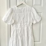 Saks 5th Avenue Saks Fifth Avenue White Tiered Gathered Cotton Midi Puff Sleeve Dress Medium Photo 8