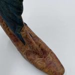 Vintage Bumper Leather Western Cowboy Boots Denim Shaft Block Heel Square Size 9 Photo 1