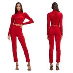 I am gia I.AM.GIA Pant Estella Ruched Front Zipper Stretchy Red Medium EUC Photo 7