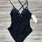Hula Honey Women's Black Festival Dream Embellished 1 Piece Swimsuit sz Jr's XS Photo 1