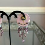 Vintage lavender and purple handmade earrings with flowers and dangling beads Photo 6