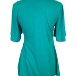ECI NEW  Teal Small Jeweled Short Sleeve Blouse Photo 3