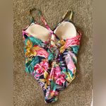 Kona Sol  Pink and Yellow One Piece Swimsuit Vibrant Floral Design Photo 1