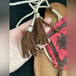 Matisse Brontë Red and Brown Tie Up Tassel Leather Sandals SZ 9 Photo 1