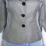 Vintage Niteline ruffle collar metallic grey cocktail blazer jacket, Petite 4 Gray Size 4P Photo 4