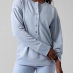 Athleta Balance Henley Sweatshirt Blue 1/2 Button Down Pullover Top Photo 0