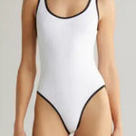 No Boundaries  White Black Trim One Piece Swimsuit Women's Size Small‎ Resort NWT Photo 0
