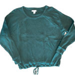 Madewell  Hunter Green Long Sleeve Waist Tie Pullover Top Large Photo 0