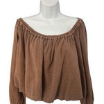 We The Free Free People  Brown The Bubble Tee Size L Off The Shoulder Peasant Top Photo 0