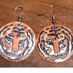 TIGER Wooden Earrings , Hippie, Boho Style, Trendy, Unique, Hand Painted by Sage Photo 0