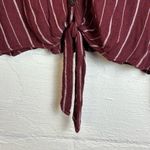 American Eagle  Striped Tie Front Button Up Collared Long Sleeve Shirt Size Small Photo 2