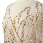 Women’s midi sequin evening gown dress size Medium cream gold sparkle Photo 8