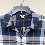 Woolrich  Flannel Shirt Womens Large Oxford Button Up Long Sleeve Plaid Blue Photo 1