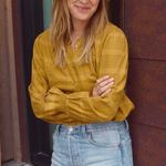 Faherty • Harper Top In Aspen Gold Plaid cotton flannel ruffle button down Photo 0