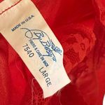 By Betsy Vintage 70s Red Black Sheer Lace Corset Lace Up Bustier Maxi Slip Dress Size L Photo 5
