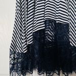 NWT Women’s long navy/white striped long camisole with lace trim. Photo 1
