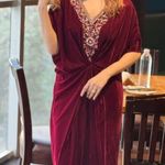 BOLLYWOOD SUIT PAKISTANI INDIAN WEDDING VELVET KAFTAN PARTY WEAR EID Red Size XL Photo 10