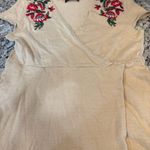 ZARA  Beige Mini Dress with Red Floral Embroidery Photo 1