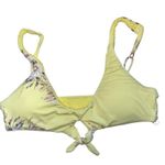 BCBGeneration Pastel Yellow Floral Print Tie Front Scoop Bikini Top Photo 1
