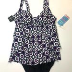 Swim Solution tiered one piece swimsuit Sz 10 Purple Photo 3