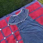 60s 70s Vintage Polkadot Prairie cape collar Kaftan Maxi Summer Dress Blue Photo 1