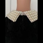 Betsey Johnson  Black Lace Dress with Pearl Collar size 12 Photo 5