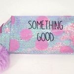Holographic Pink & Purple "Something Good" Makeup Bag with Pom Pom Charm – New Silver Photo 0