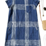 Downeast Size L Blue Plaid Shift Dress with Pockets Casual Comfy 100% cotton Photo 0