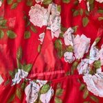 ZARA  Red Floral Ruffle Maxi Dress Size S Photo 10