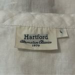 Hartford Women’s Size 4 White Silver Metallic Trimmed Split Neck Linen Dress Photo 3