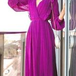 ZARA  Purple Pleated Ruffle Midi Dress Bloggers Favorite 4387/043 Photo 0