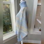 Vintage Pastel Light Blue Rose Print Intarsia Turtleneck Sweater 80s 90s Large Photo 3