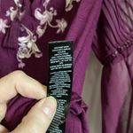 White House | Black Market 🌞 Maroon Embroidered Floral Lace Long Sleeve Blouse #Gr Photo 3