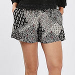 Topshop Scarf Printed High Rise Shorts Black Size 4 Photo 0