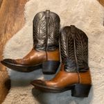 Tony Lama Vintage  Boots Size 8.5 Womens Two Tone Brown Cowboy Western Pointed Photo 2