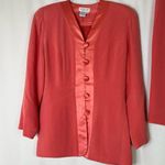 Talbots  | 100% Silk Watermelon Coral Skirt Suit Button Front Vintage 8 Photo 1