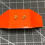 Avon Golden Bunny Earrings 1985 Vintage Small Pierced Stud Earrings‎ New on Card Gold Photo 1