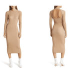 VERO MODA NWOT  Will Open Back Ribbed Midi Sweater Dress Women's Tan Size Medium Photo 1