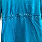 Two Hearts Maternity Women’s Blouse in Turquoise with a Ruffle Design Size Large Blue Photo 2