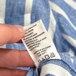 Trovata Birds of Paradis Margot Short Sleeve Camp Shirt Blue White Stripe Small Photo 9